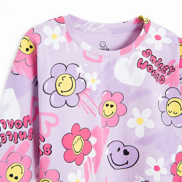 Cool Club, Bluza cu maneca lunga pentru fete, violet, imprimeu SmileWorld