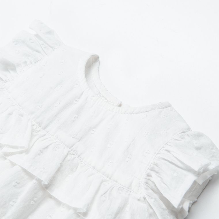 Cool Club, Bluza cu maneca scurta, alb, volanase