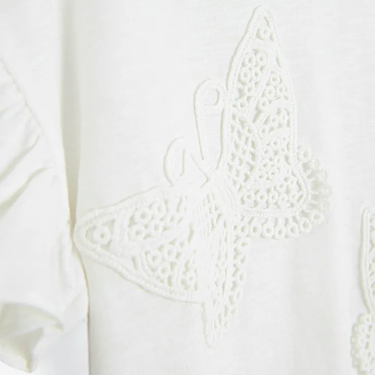 Cool Club, Bluza cu maneca scurta pentru fete, crop top, alb