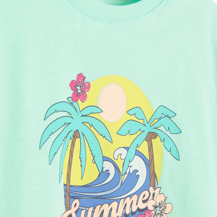 Cool Club, Bluza cu maneca scurta pentru fete, crop top, turcoaz