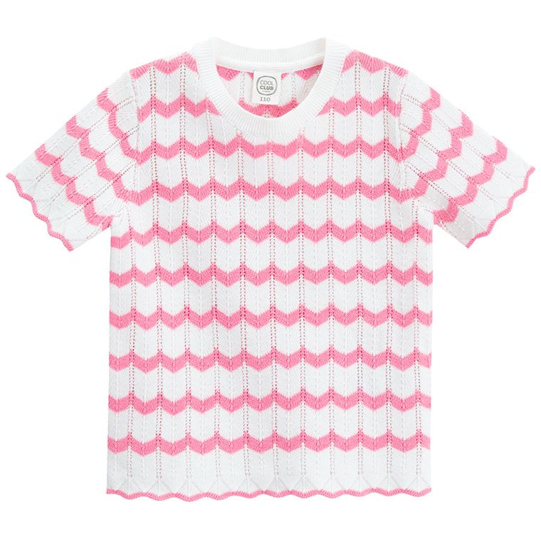 Cool Club, Bluza cu maneca scurta pentru fete, din tricot, roz