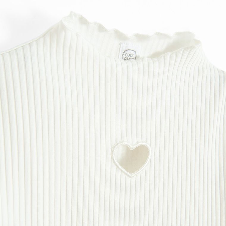 Cool Club, Bluza cu maneca scurta pentru fete, din tricot striat, alb