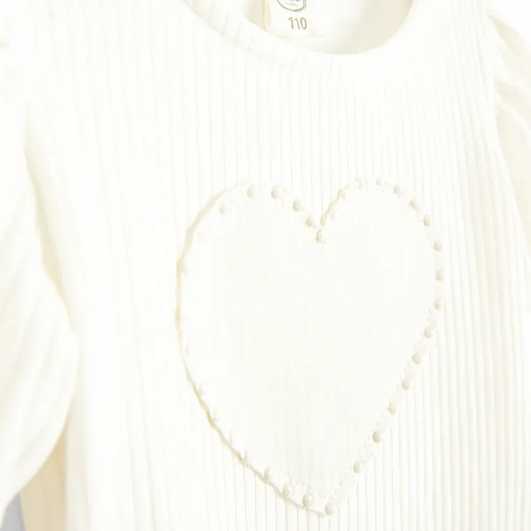 Cool Club, Bluza cu maneca scurta pentru fete, din tricot striat, alb