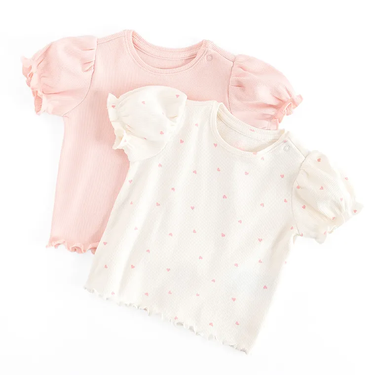 Cool Club, Bluza cu maneca scurta pentru fete, din tricot striat, mix, set, 2 buc.