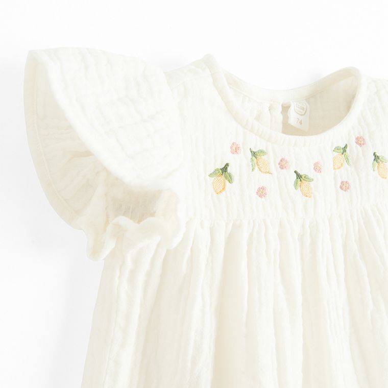 Cool Club, Bluza cu maneca scurta pentru fete, muselina, ecru