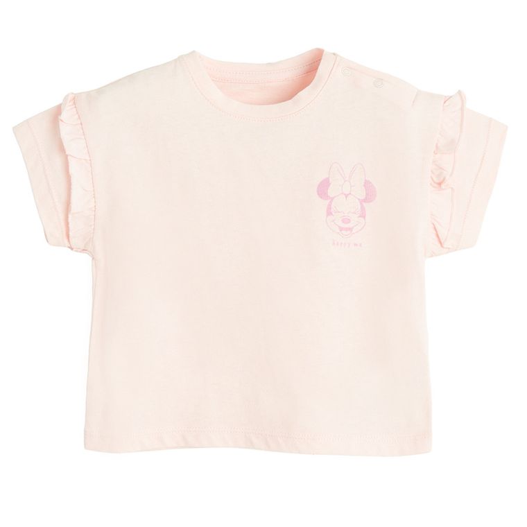 Cool Club, Bluza cu maneca scurta pentru fete, roz, imprimeu Minnie Mouse