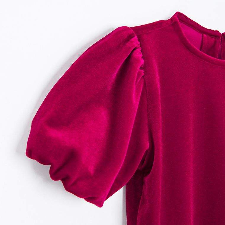 Cool Club, Bluza cu maneca scurta pentru fete, velur, rosu