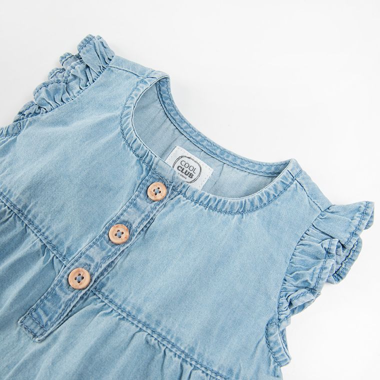 Cool Club, Bluza fara maneci pentru fete, denim, decor nasturi