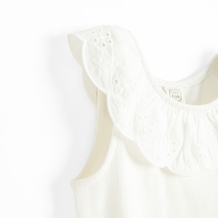Cool Club, Bluza fara maneci pentru fete, din tricot striat, alb