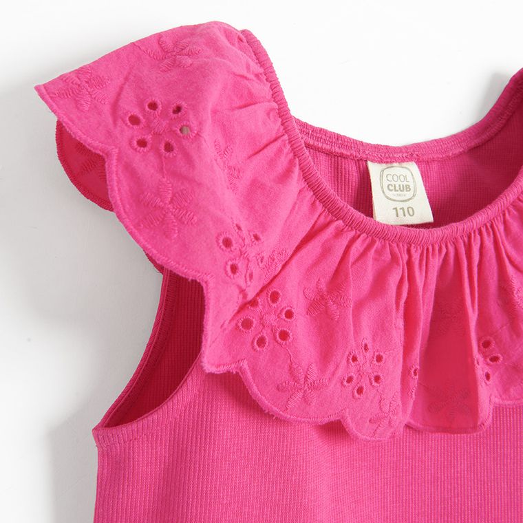 Cool Club, Bluza fara maneci pentru fete, din tricot striat, roz