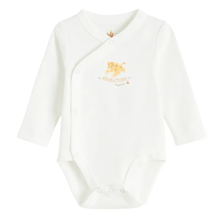 Cool Club, Body cu maneca lunga pentru baieti, alb, imprimeu Lion King, set, 2 buc.