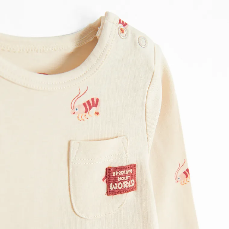 Cool Club, Body cu maneca lunga pentru baieti, bej