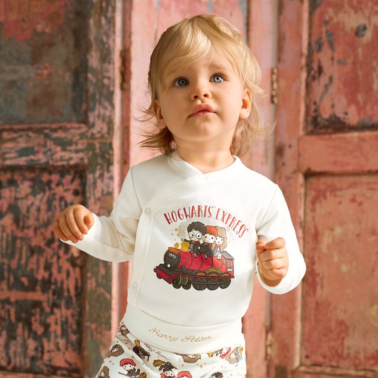 Cool Club, Body cu maneca lunga pentru bebelusi, ecru, imprimeu Harry Potter, set, 2 buc.