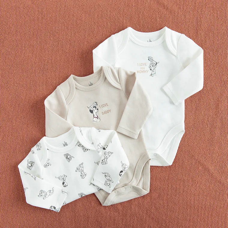 Cool Club, Body cu maneca lunga pentru bebelusi, mix, imprimeu 101 Dalmatieni, set, 3 buc.