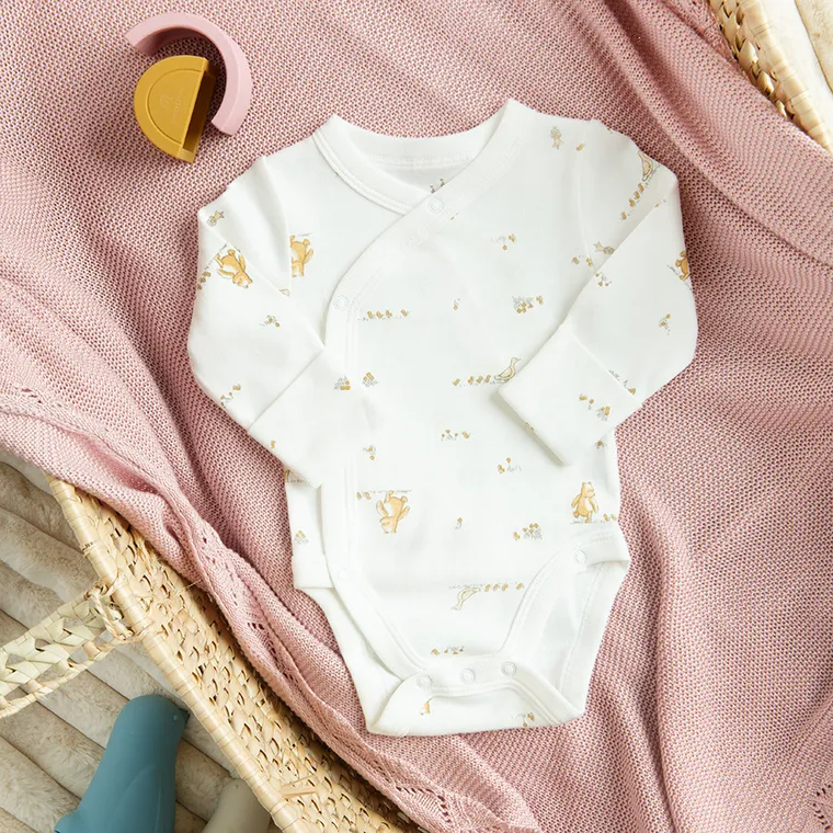 Cool Club, Body cu maneca lunga pentru fete, alb, imprimeu Winnie the Pooh, set, 2 buc.