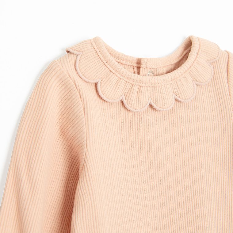 Cool Club, Body cu maneca lunga pentru fete, din tricot striat, roz