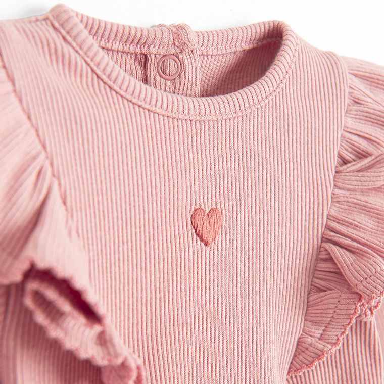 Cool Club, Body cu maneca lunga pentru fete, din tricot striat, roz