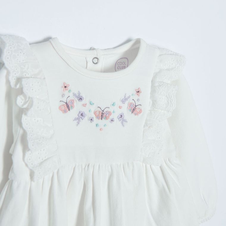 Cool Club, Body cu maneca lunga pentru fete, ecru