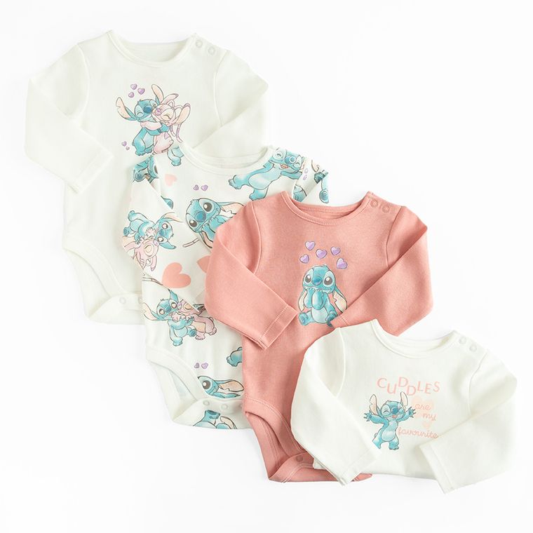 Cool Club, Body cu maneca lunga pentru fete, mix, imprimeu Lilo si Stitch, set, 4 buc.