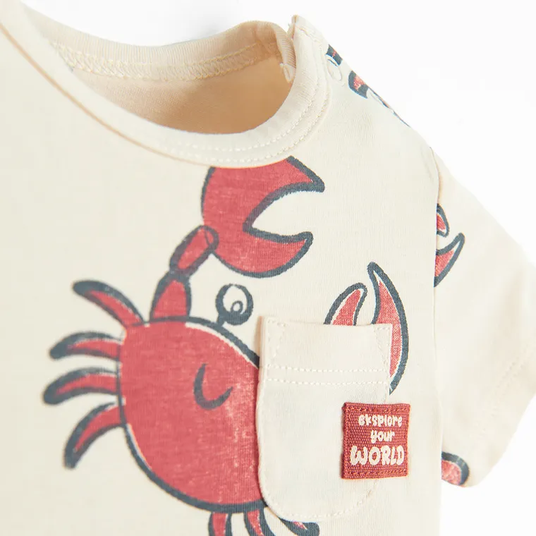 Cool Club, Body cu maneca scurta pentru baieti, bej