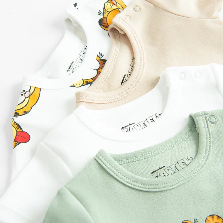 Cool Club, Body cu maneca scurta pentru baieti, mix, set, 4 buc., imprimeu Garfield