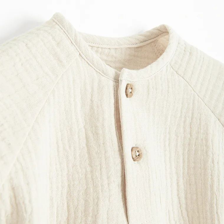 Cool Club, Body cu maneca scurta pentru baieti, muselina, bej