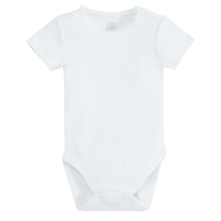 Cool Club, Body cu maneca scurta pentru fete, alb, roz, set, 2 buc.