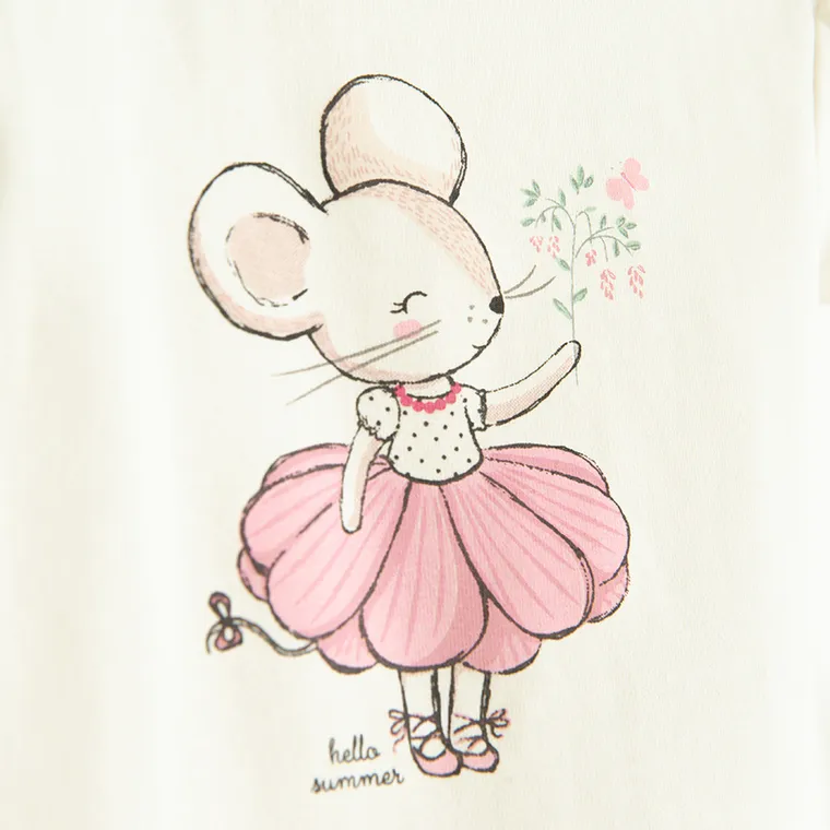 Cool Club, Body cu maneca scurta pentru fete, ecru