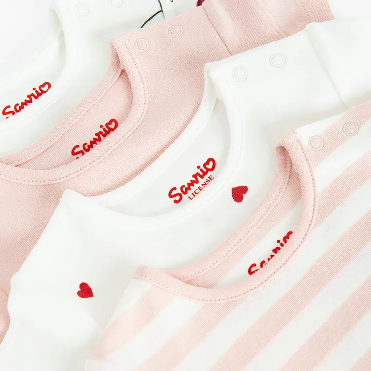 Cool Club, Body cu maneca scurta pentru fete, mix, set, 4 buc., imprimeu Hello Kitty