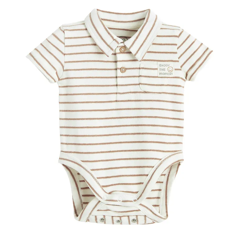 Cool Club, Body polo pentru baieti cu maneca scurta, frotte, bej