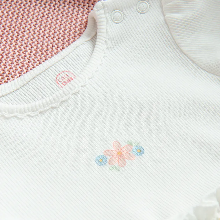 Cool Club, Body-rochie cu maneca lunga pentru fete, muselina, alb