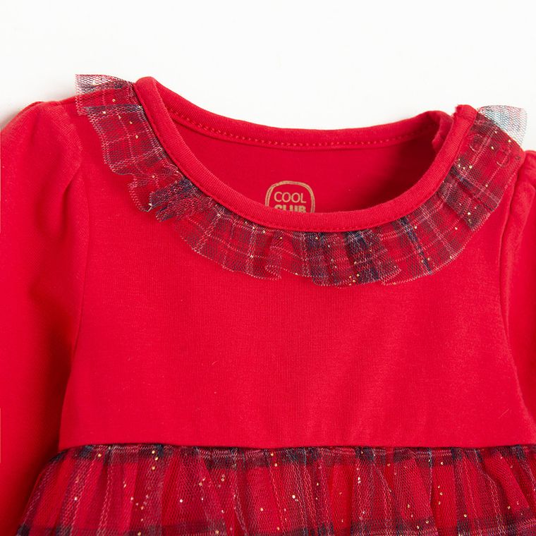 Cool Club, Body-rochie cu maneca lunga pentru fete, rosu