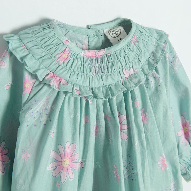 Cool Club, Body-rochie cu maneca lunga pentru fete, verde
