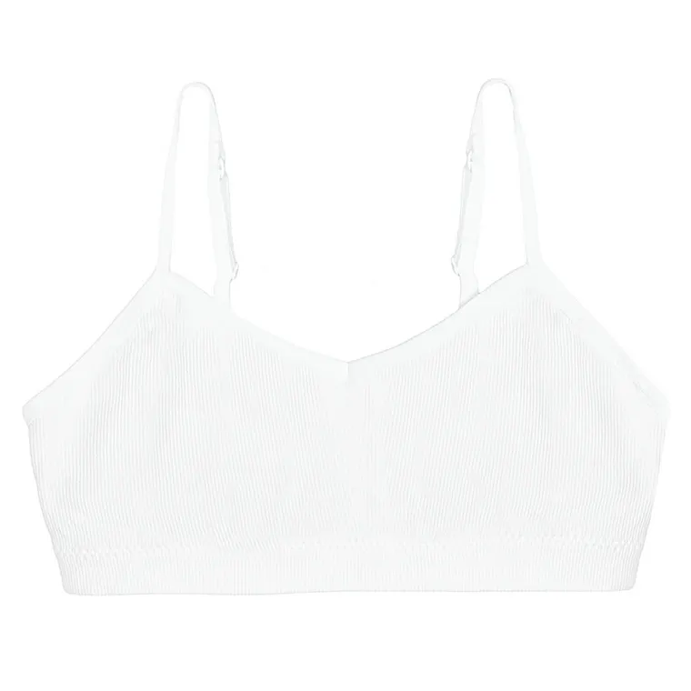 Cool Club, Bustiera pentru fete, din tricot striat, alb, microfibra, set, 2 buc.