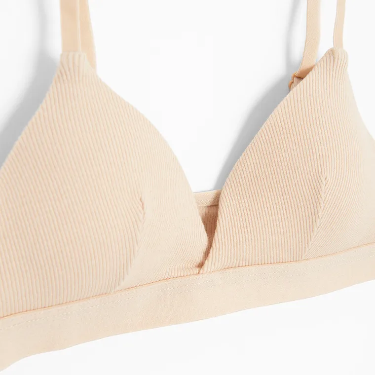 Cool Club, Bustiera pentru fete, din tricot striat, bej