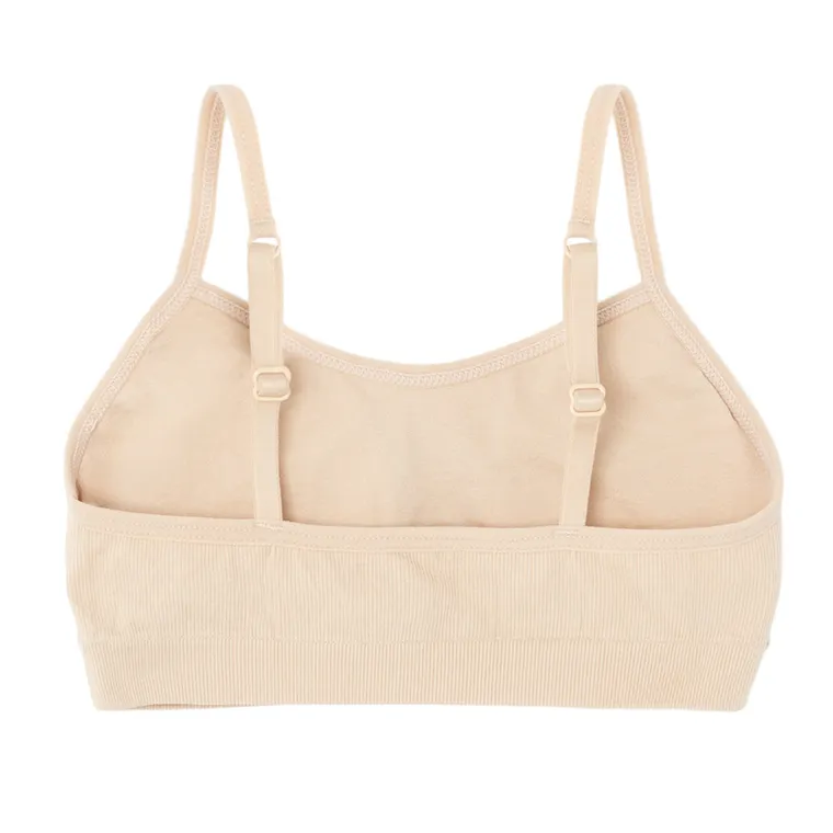 Cool Club, Bustiera pentru fete, din tricot striat, bej, microfibra