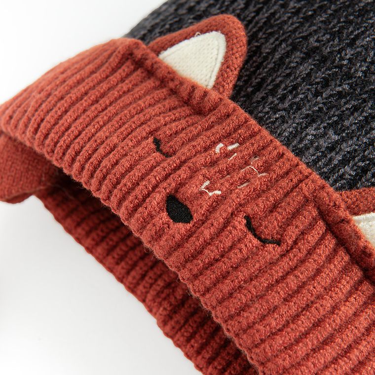 Cool Club, Caciula cu pompon pentru baieti, cu snur, maro