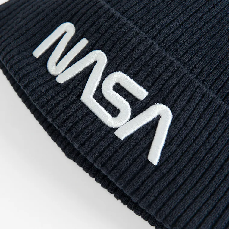 Cool Club, Caciula pentru baieti, bleumarin, imprimeu NASA