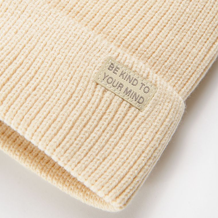 Cool Club, Caciula pentru fete, ecru, imprimeu Be kind to your mind