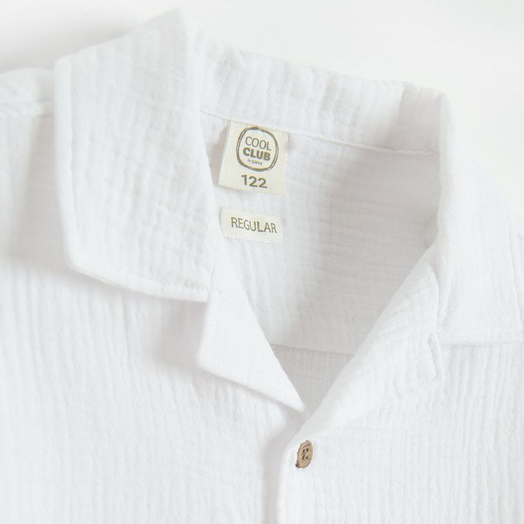 Cool Club, Camasa cu maneca scurta pentru baieti, regular, muselina, alb