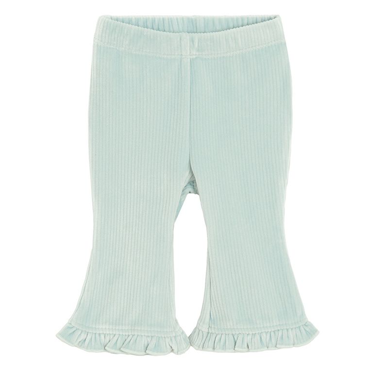 Cool Club, Colanti pentru fete, evazati, velur, din tricot striat, albastru