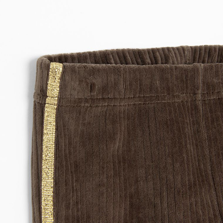 Cool Club, Colanti pentru fete, flare, velur, din tricot striat, maro