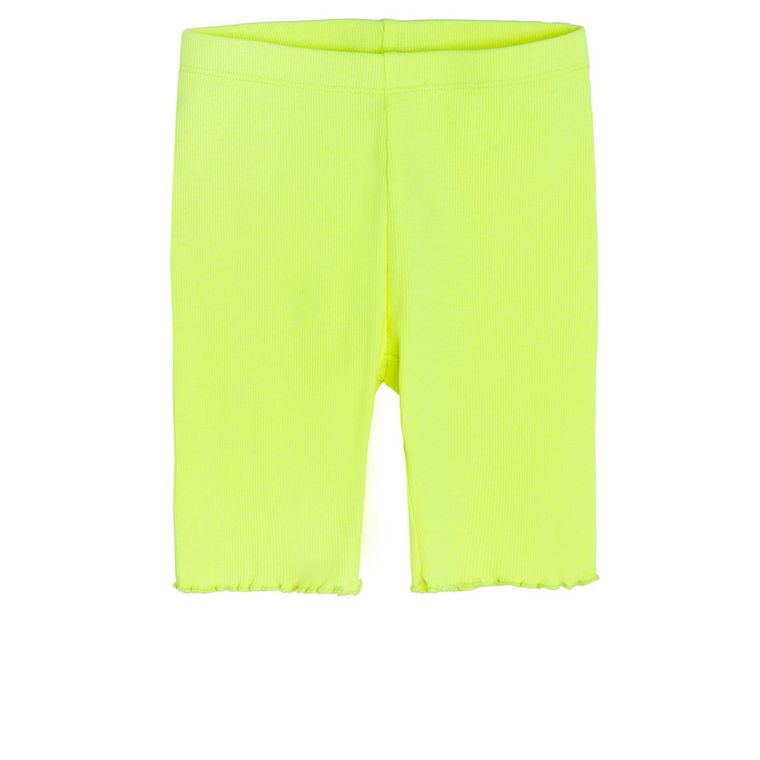 Cool Club, Colanti scurti pentru fete, din tricot striat, verde lime fluo