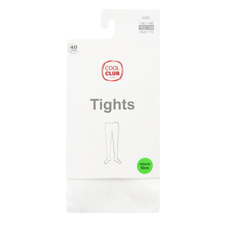 Cool Club, Dresuri pentru fete, alb, microfibra, 40 DEN