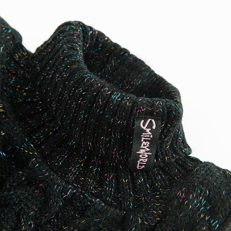 Cool Club, Fular-guler rulat pentru fete, negru, imprimeu SmileWorld