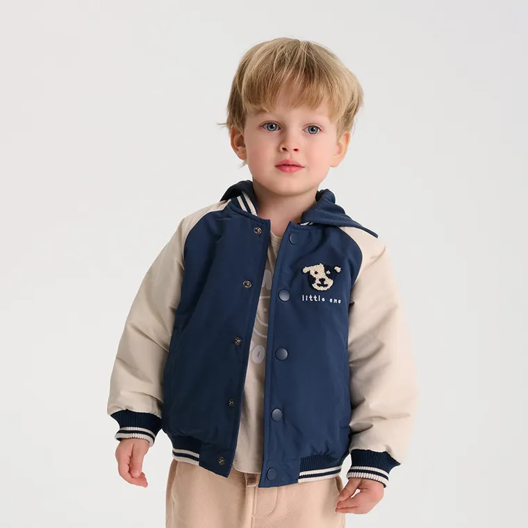 Cool Club, Geaca de baseball cu gluga pentru baieti, cu capse, albastru