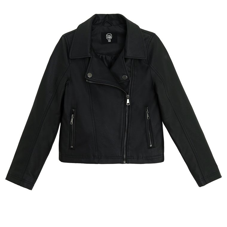 Cool Club, Geaca de motociclist din piele ecologica, pentru fete, negru