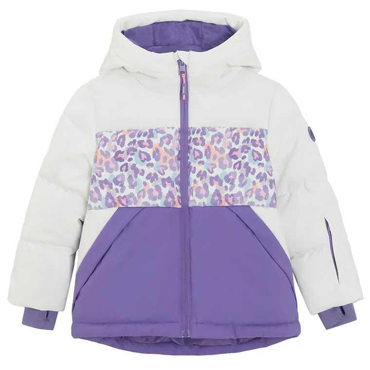 Cool Club, Geaca de schi cu gluga pentru fete, calduroasa, alb-violet