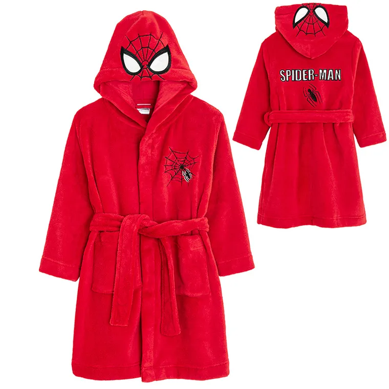 Cool Club, Halat de baie cu gluga pentru baieti, rosu, imprimeu Spider-Man