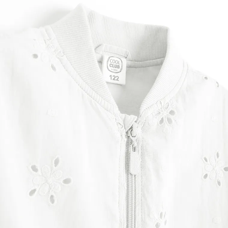 Cool Club, Hanorac bomber pentru fete, cu fermoar, alb